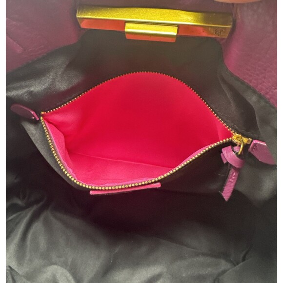 ELLIOTT LUCCA Purple Plum Lazer Pattern Cut Leather Carryall Tote Large - Picture 12 of 13